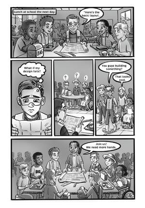 Page 7: Lunch at school: the plans come out and more kids ask to join.