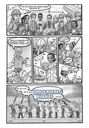 Page 9: The team grows, Mrs. Hayes hands out a duty checklist, and safety comes first.