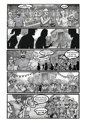 Page 15: The neighbourhood sees the fort for the first time.